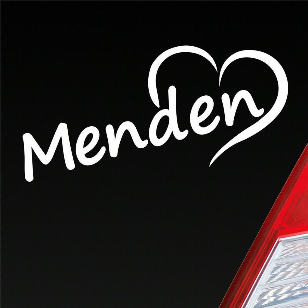 Auto Aufkleber Menden Herz Heart Stadt City Liebe Love 18x8 cm Weiss Glanz Sticker Heckscheibenaufkleber