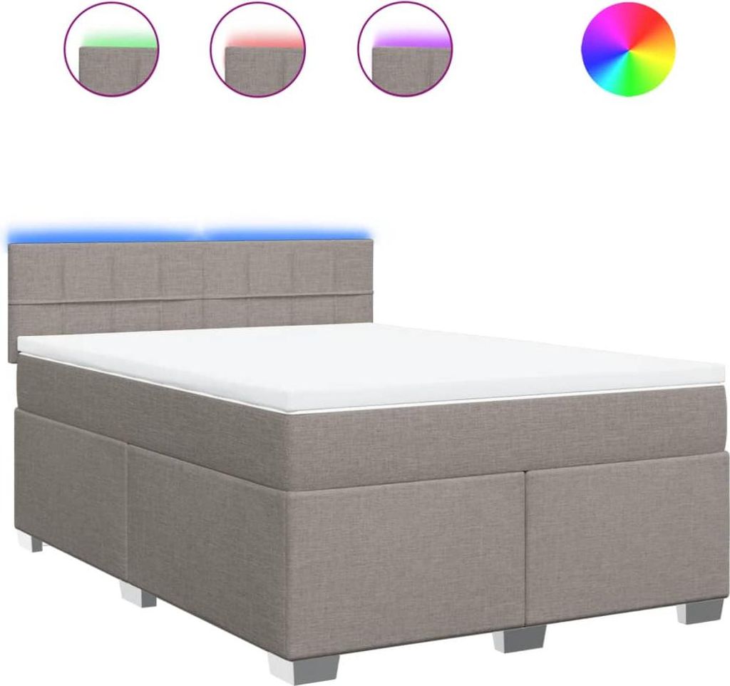 vidaXL Boxspringbett mit Matratze Taupe 140x200 cm Stoff