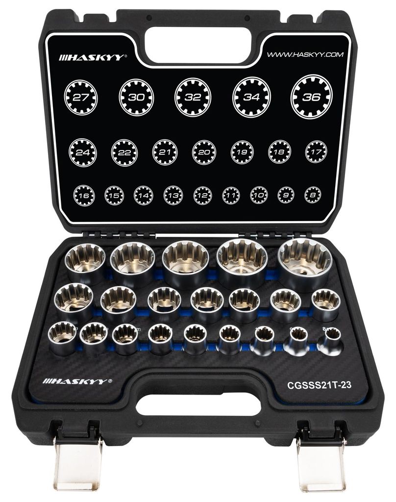 HASKYY Set di chiavi a bussola polidente da 1/2" 8-36 mm Immagine del prodotto 