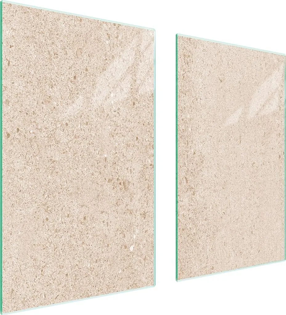 Offerta Copri Fornelli 75x52 Vetro Ardesia Beige | Tagliere 2 Pezzi