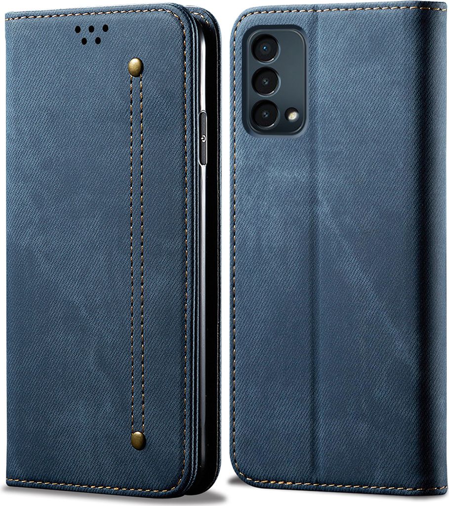 OnePlus N200 5G Hülle, Leder Brieftasche Flip Bookstyle Schutzhülle mit Standfunktion für OnePlus N200 5G Blau