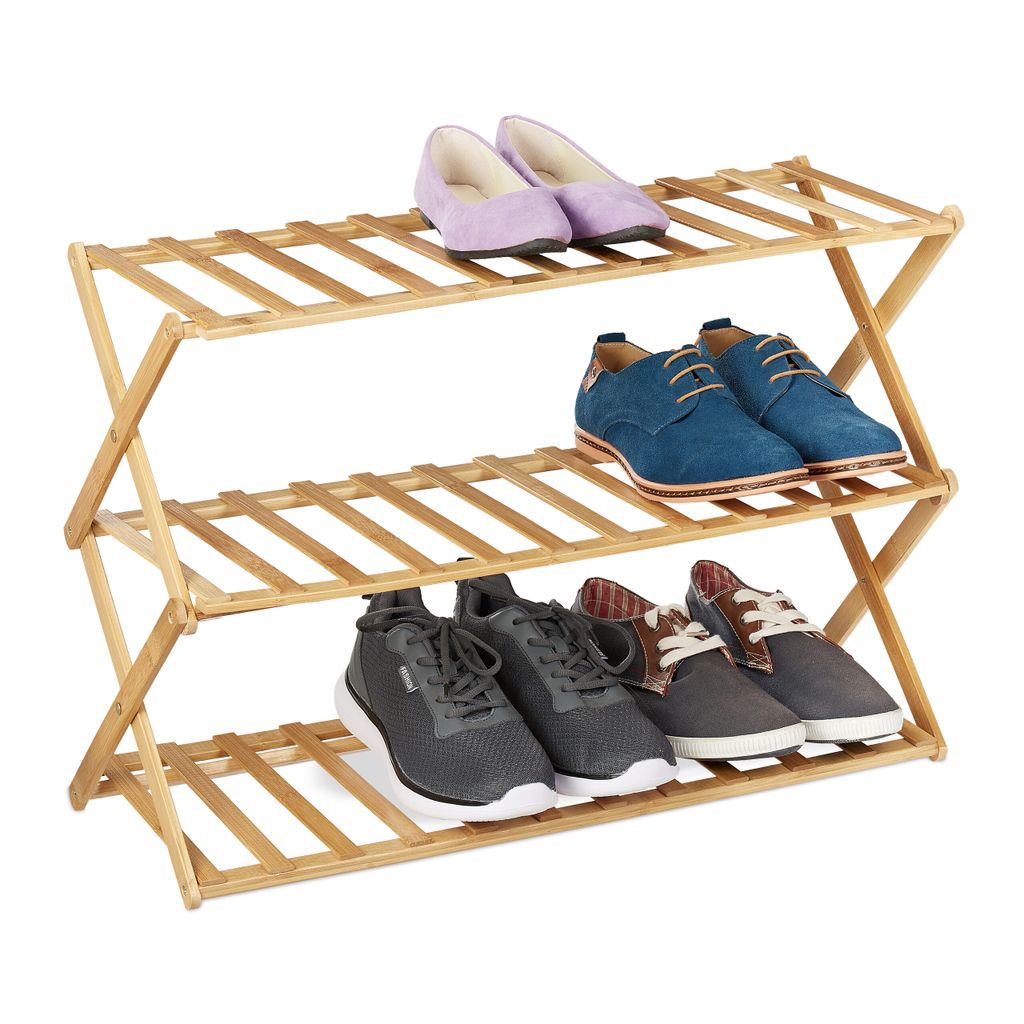 Relaxdays faltbares Schuhregal, 3 Ebenen, 9 Paar Schuhe, Produktbild 