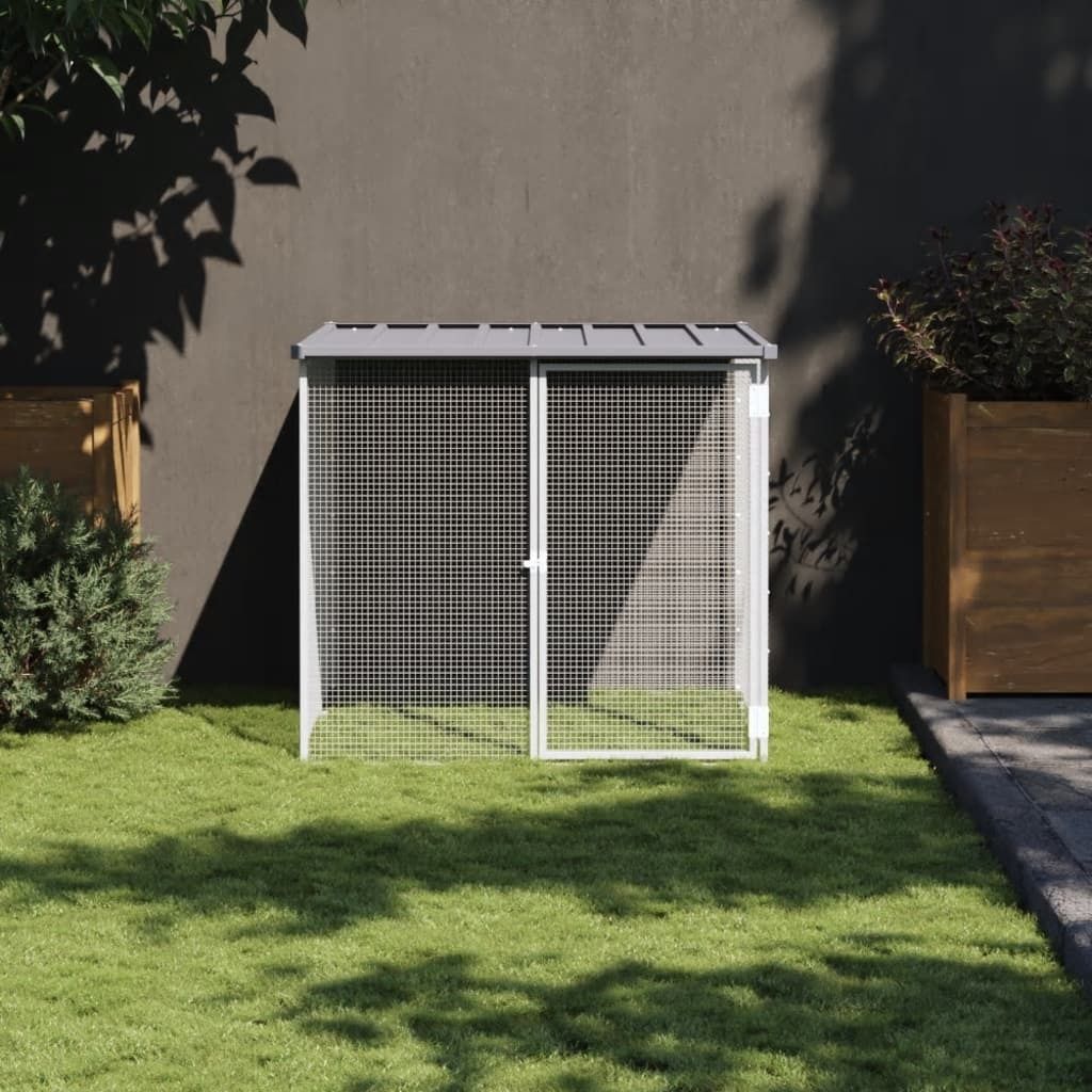 The Living Store Hühnerkäfig mit Dach Hellgrau 103x98x90 cm Verzinkter Stahl
