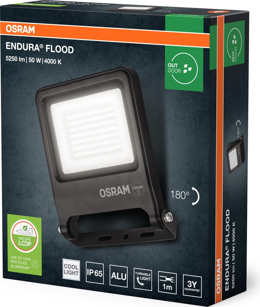 Osram Außenleuchte ENDURA Flood 50W PCR dunkelgrau kaltweiß Produktbild 