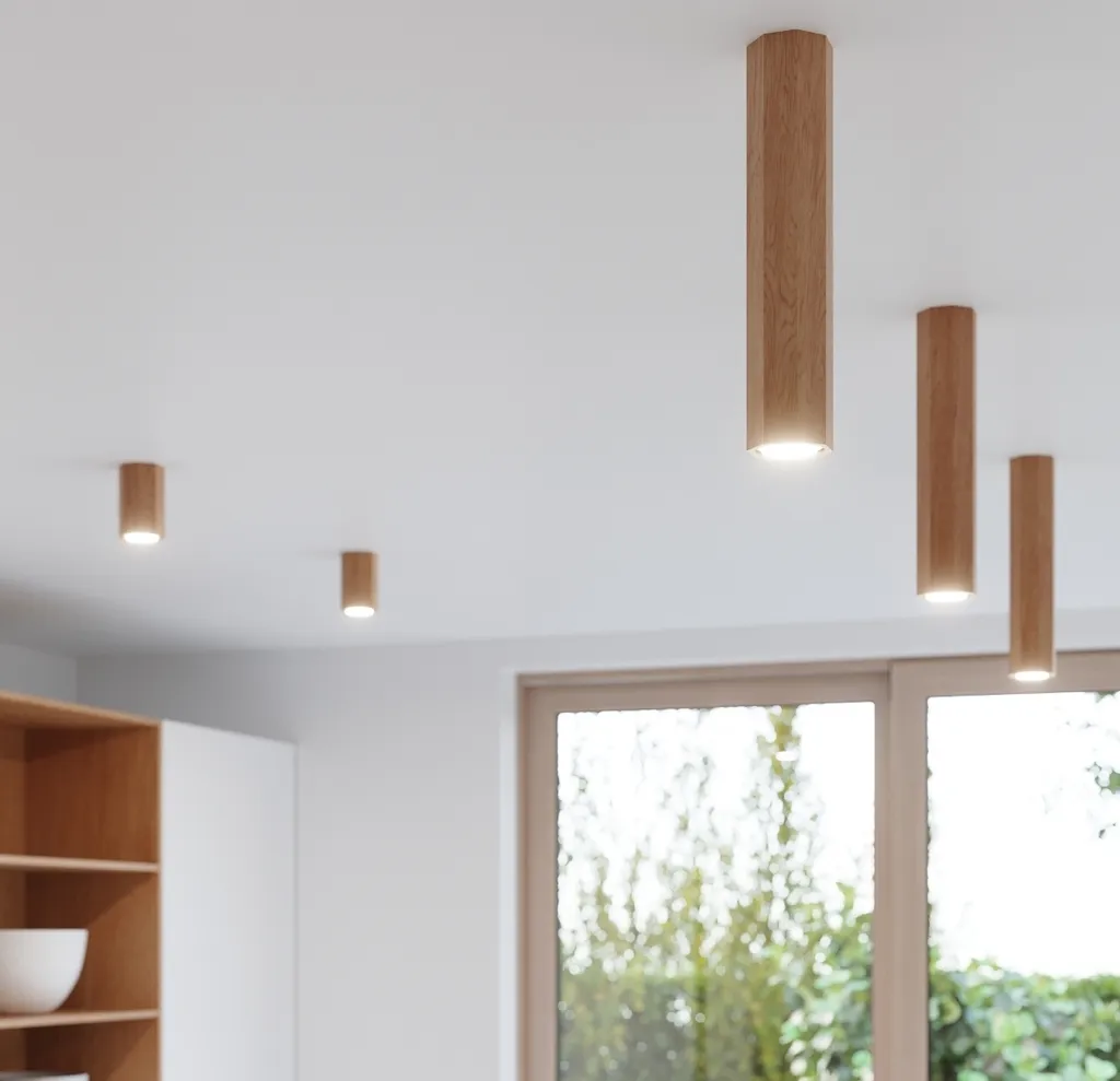 Plafonnier bois dimmable idéal pour ambiance chaleureuse de chambre - 9