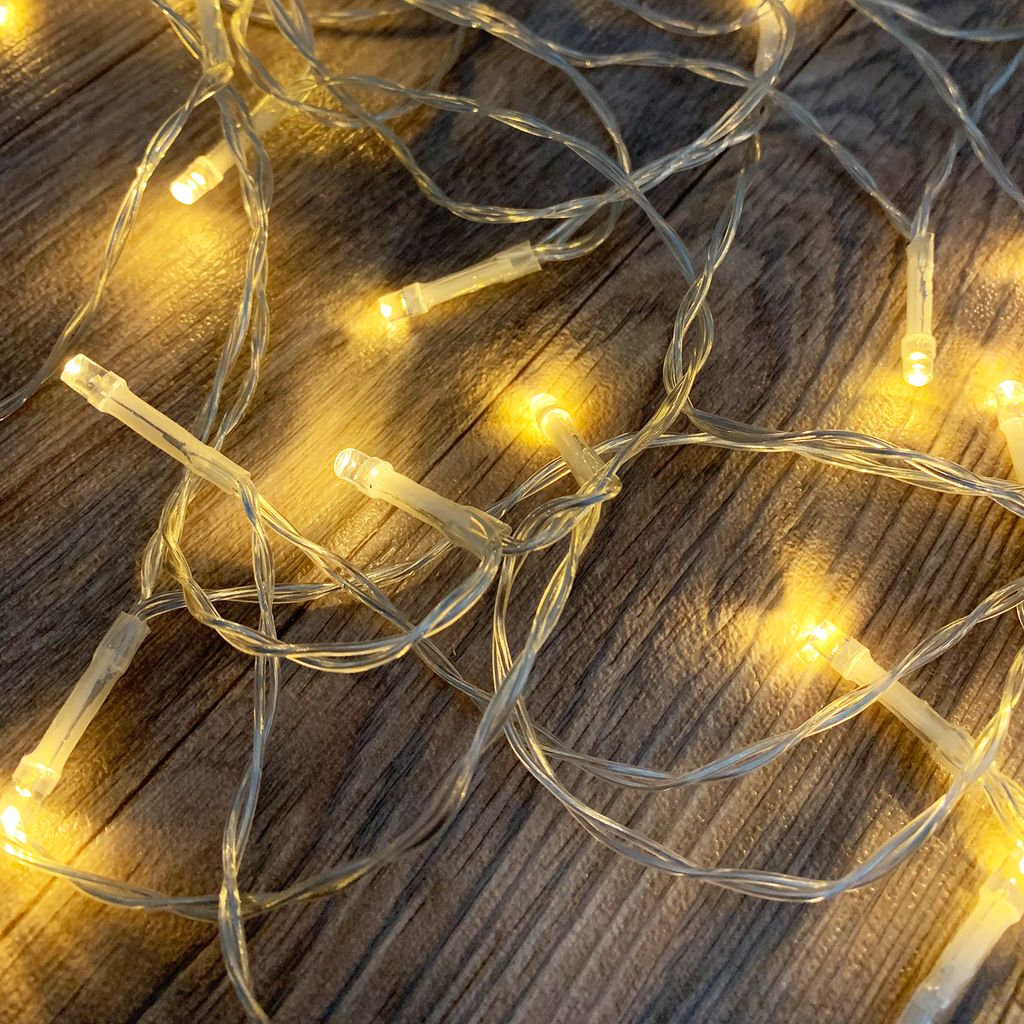 50er LED - Lichterkette warmweiß Timerfunktion Innen - Außen