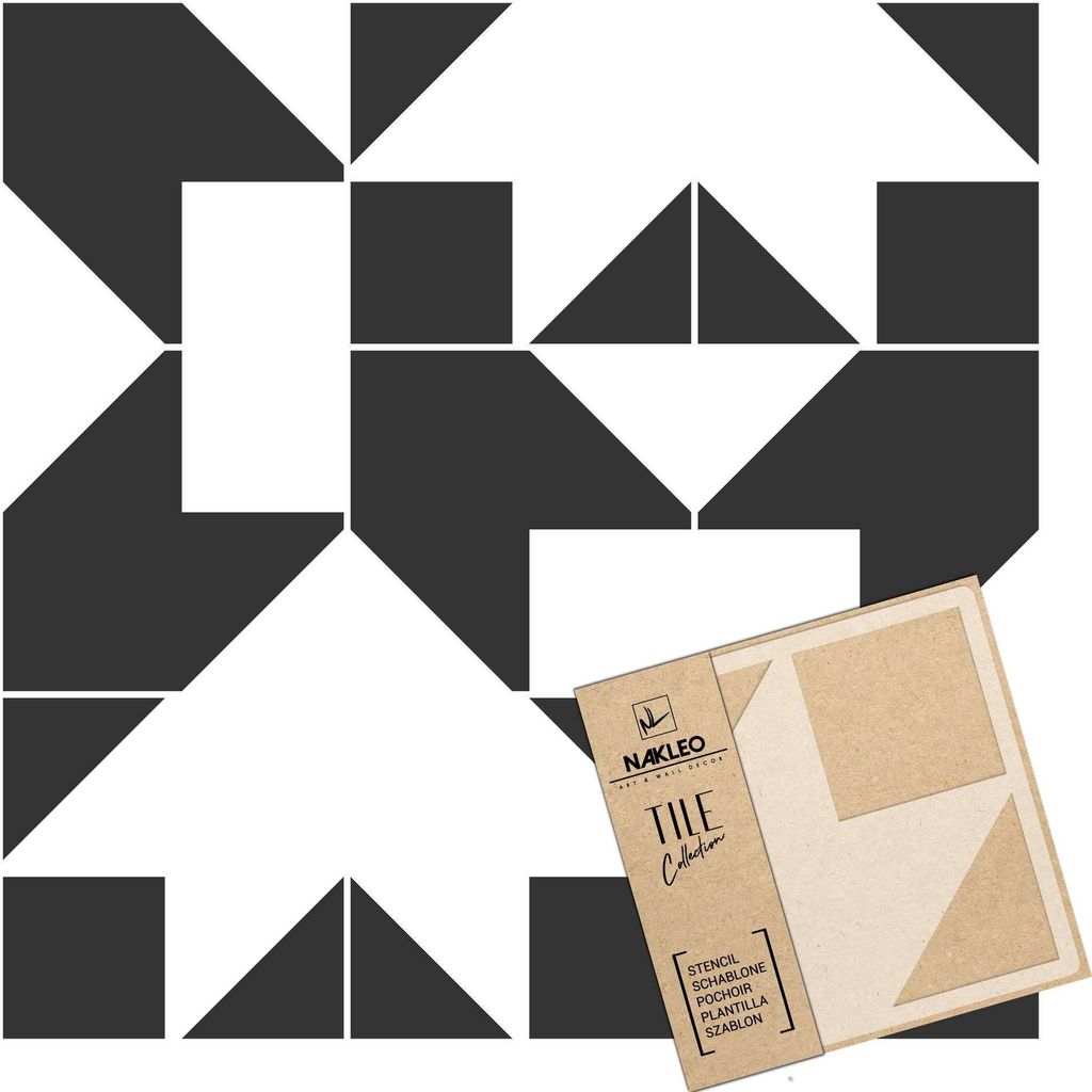 Tile Fliesen Schablone zum Malen 2 Stück Set 10x10 cm, Aveiro Geometrisches Mosaik, Kunststoff Wiederverwendbare Bodenschablone DIY