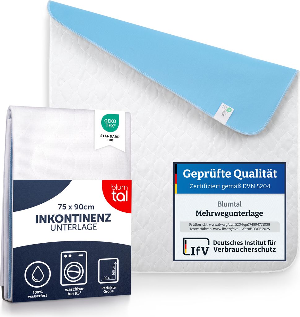 Blumtal Inkontinenzunterlage waschbar 75x90 cm - Betteinlage für Babys - Bettunterlage wasserdicht - Inkontinenzauflage 75x90 cm - 1er Set