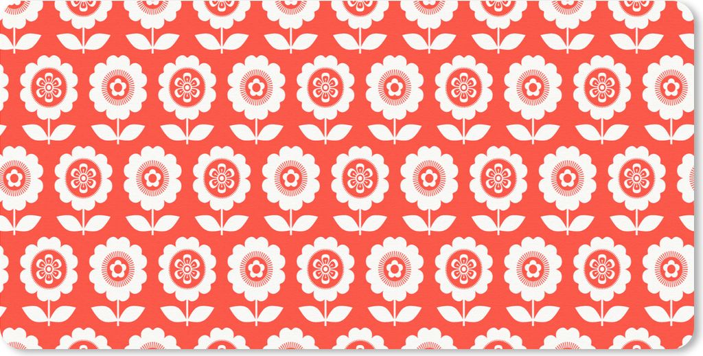 MuchoWow Mauspad Mousepad Blumen - Muster - Rot 60x30 cm - Mousepads - Maus Mat - Pad - Mausunterlage - Nachhaltig