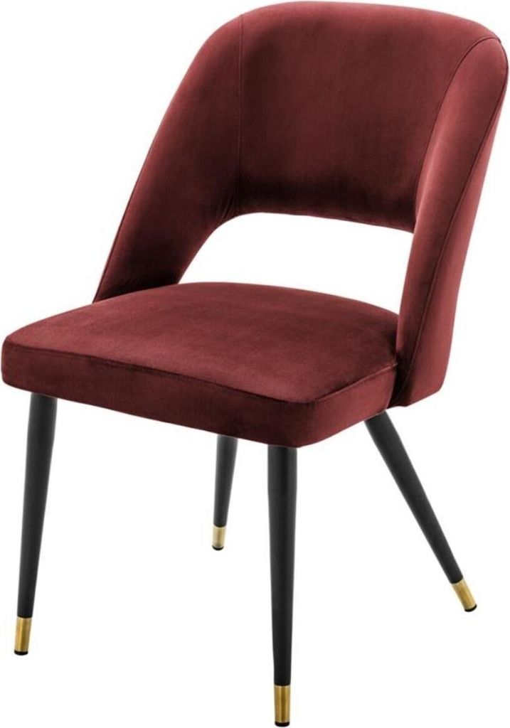 Casa Padrino Luxus Esszimmerstuhl Bordeauxrot / Schwarz 52 x 58 x H. 85 cm - Luxus Esszimmermöbel