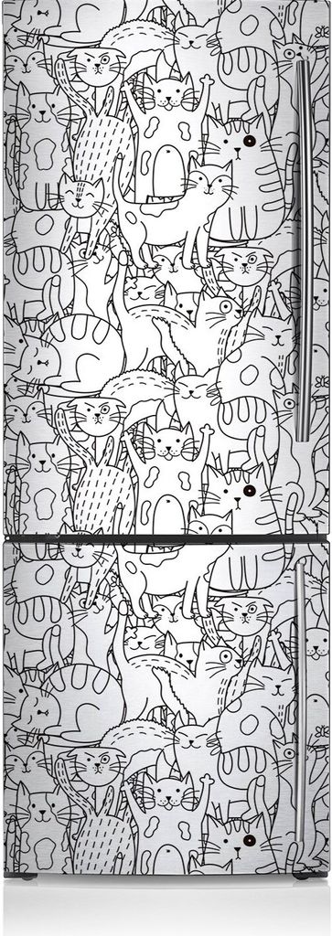 Magnete Küche Kühlschrank Kühlschrankmagnete 70x190 cm - Doodle-Art-Katzen