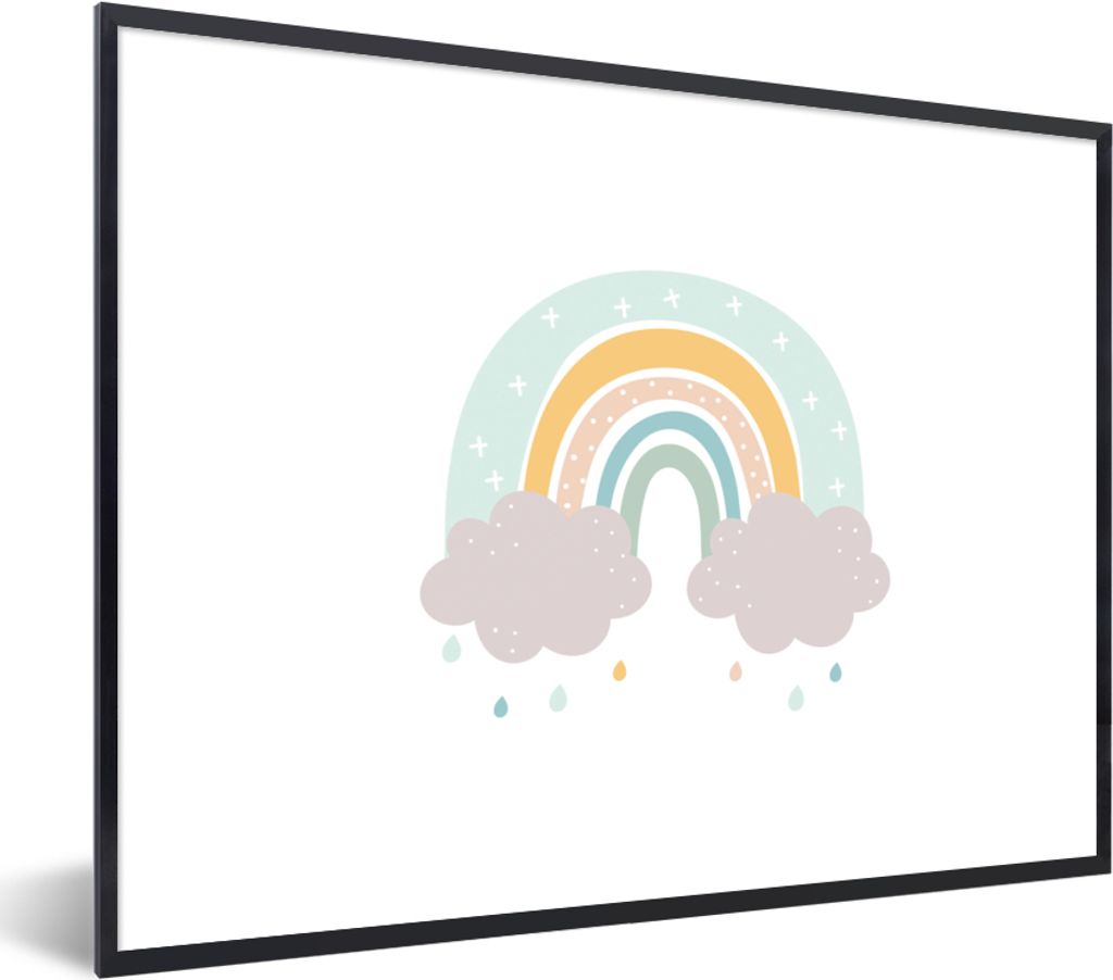 MuchoWow® Gerahmtes Poster Regenbogen - Wolken - Regen - Produktbild 