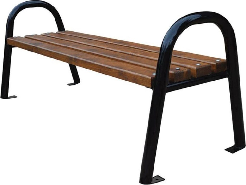 Casa Padrino Luxus Gartenbank Dunkelbraun / Schwarz 180 x 44 x H. 64 cm - Moderne Massivholz Bank mit Stahl Beinen - Garten Sitzbank - Parkbank - G...