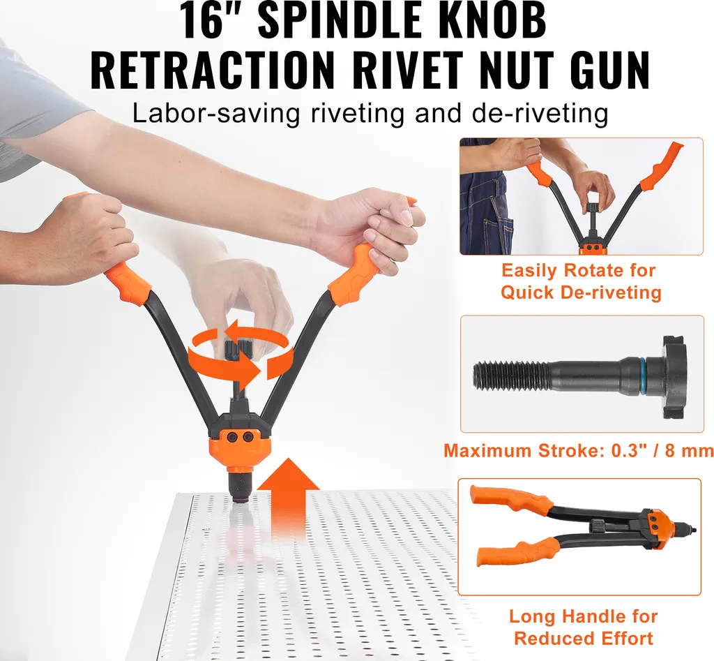 Posez vos inserts filetés sans effort avec cette pince à riveter 16" - 2