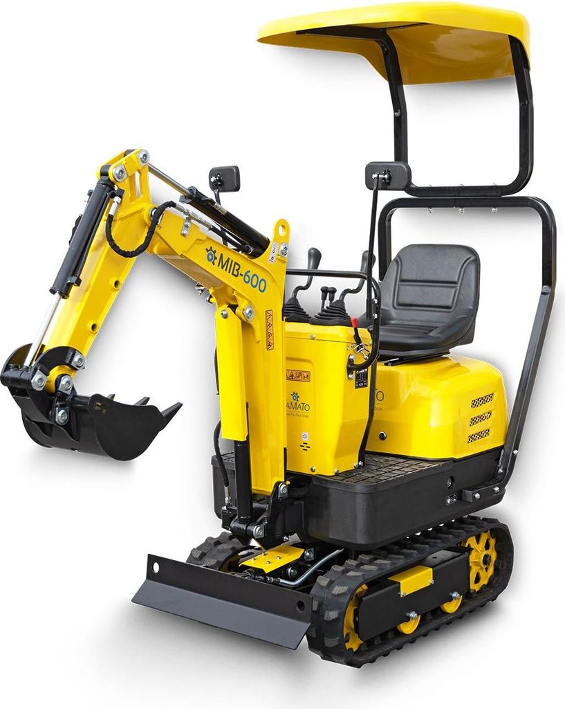 BAMATO Benzin Mini-Bagger MIB-600 mit Zubehörset 6,3 kW | Elektrostart | 8,8 kN |Schweinwerfer | 69 cm Spurbreite