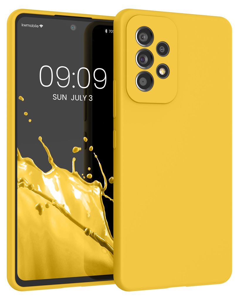 kwmobile Handyhülle für Samsung Galaxy A53 5G Hülle - Case Silikon - Kabelloses Laden - Schutzhülle Cover in Strahlend Gelb