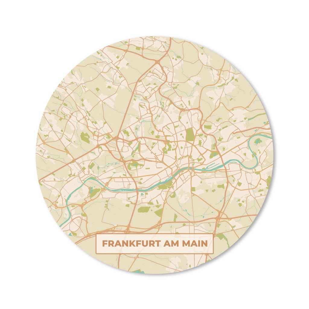 MuchoWow Mauspad Mousepad Frankfurt am Main - Karte - Vintage - Stadtplan 50x50 cm - Mousepads - Maus Mat - Pad - Mausunterlage - Vinyl