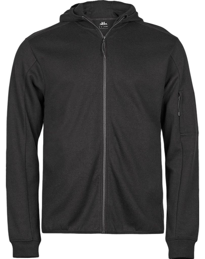 Tee Jays - "Athletic" Kapuzenpullover Durchgehender Reißverschluss für Herren FK3239 (S) (Schwarz)