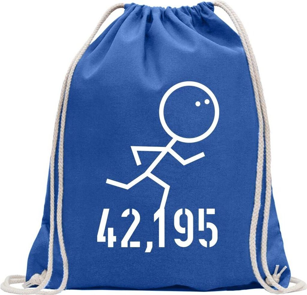 Kiwistar - Turnbeutel - royal - 42,195 Lauf - Fun Rucksack Sport Beutel Gymsack Baumwolle mit Ziehgurt