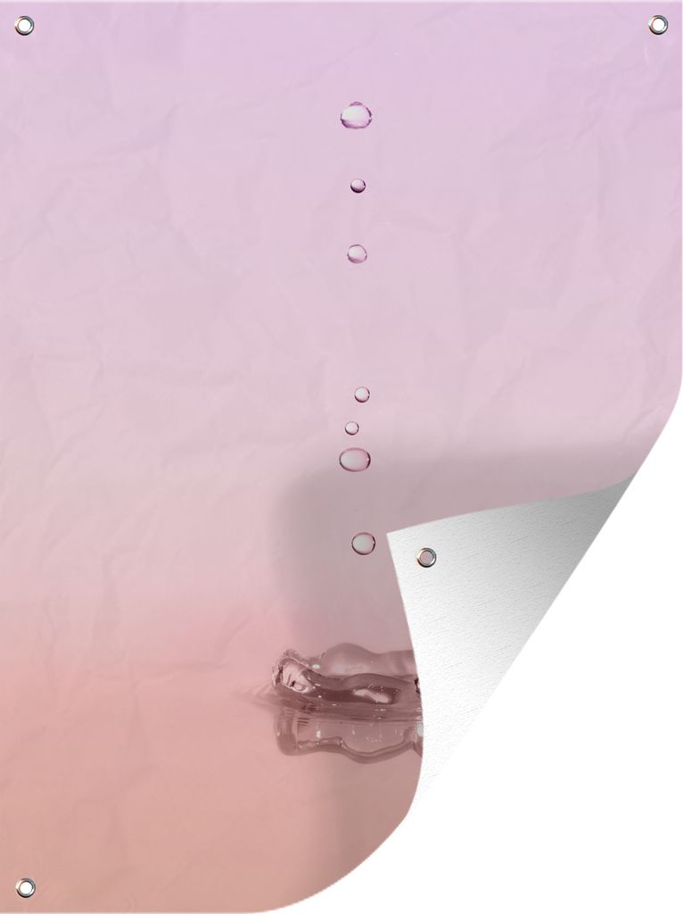 MuchoWow 30x40 cm Outdoor-Poster Gartendeko Sichtschutz Garten Poster für den Garten Tropfen fallen in rosa Wasser