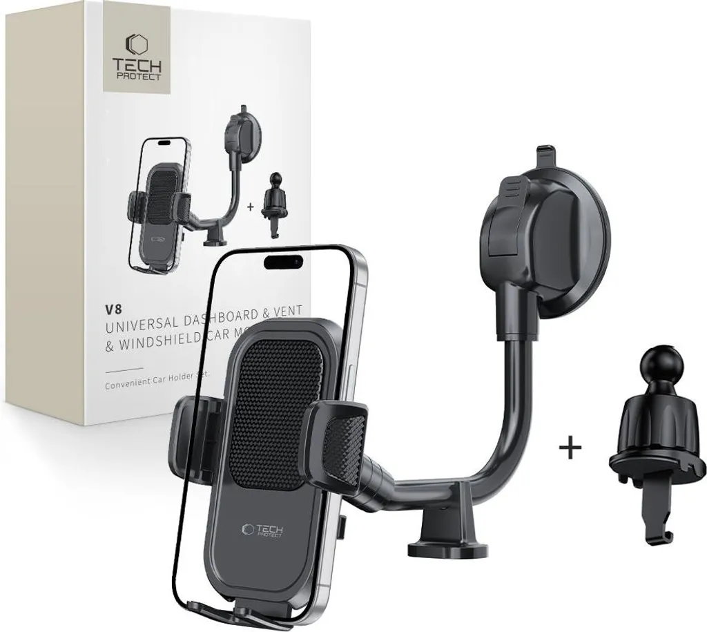 Tech-Protect V8 Supporto Auto Universale Braccio Lungo - Ventosa Forte