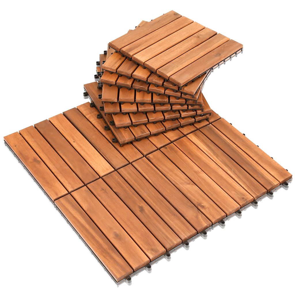 55er Set Holzfliesen Akazie 5m² Terrassenfliesen Klickfliesen Mosaik Klassik 30x30cm