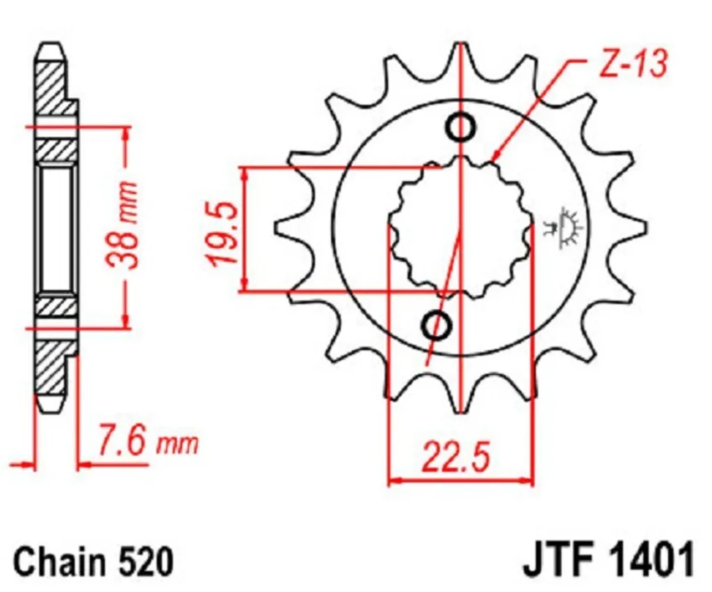 Pignone 16Z 520 Acciaio SCM435 Alta Resistenza | Ricambi Trasmissione Moto