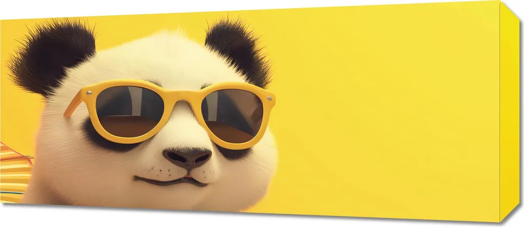 Tableau Panoramique Panda en Vacances 70x30 cm - Déco Murale Zen