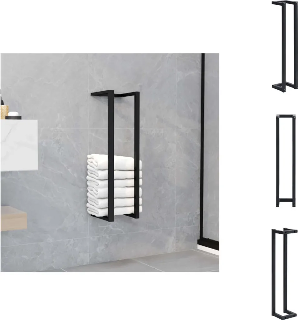 Porte-serviettes vidaXL 60 cm en fer noir résistant à l'humidité