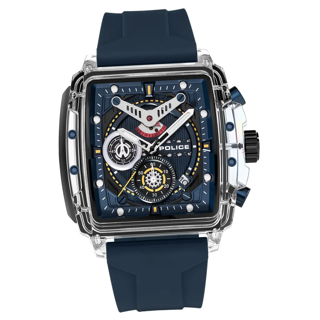 Montre Hommes Police Clout D2UPOO0052403 Chronographe Silicone Bleu Foncé