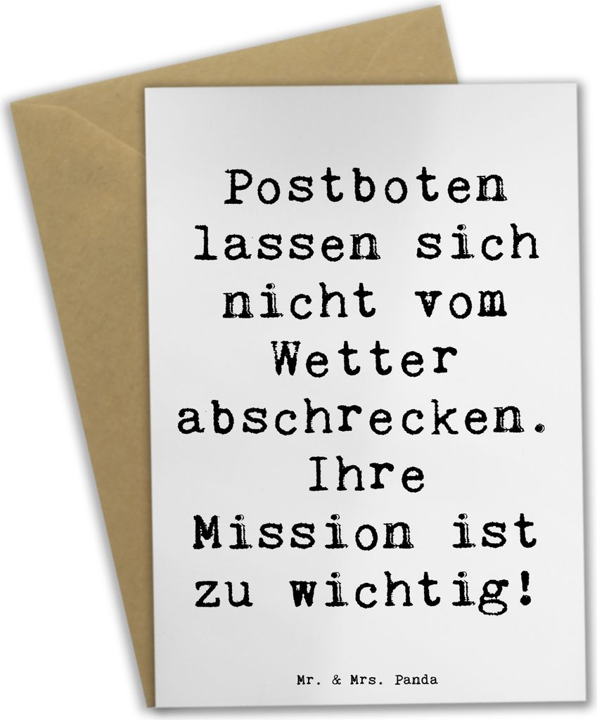 Mr. & Mrs. Panda Klappkarte Spruch Postbote Held - Weiß - Produktbild 