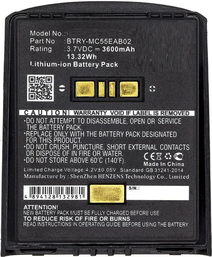 Batterie d'ordinateur de poche compatible Zebra MC55 et MC65 3.7V