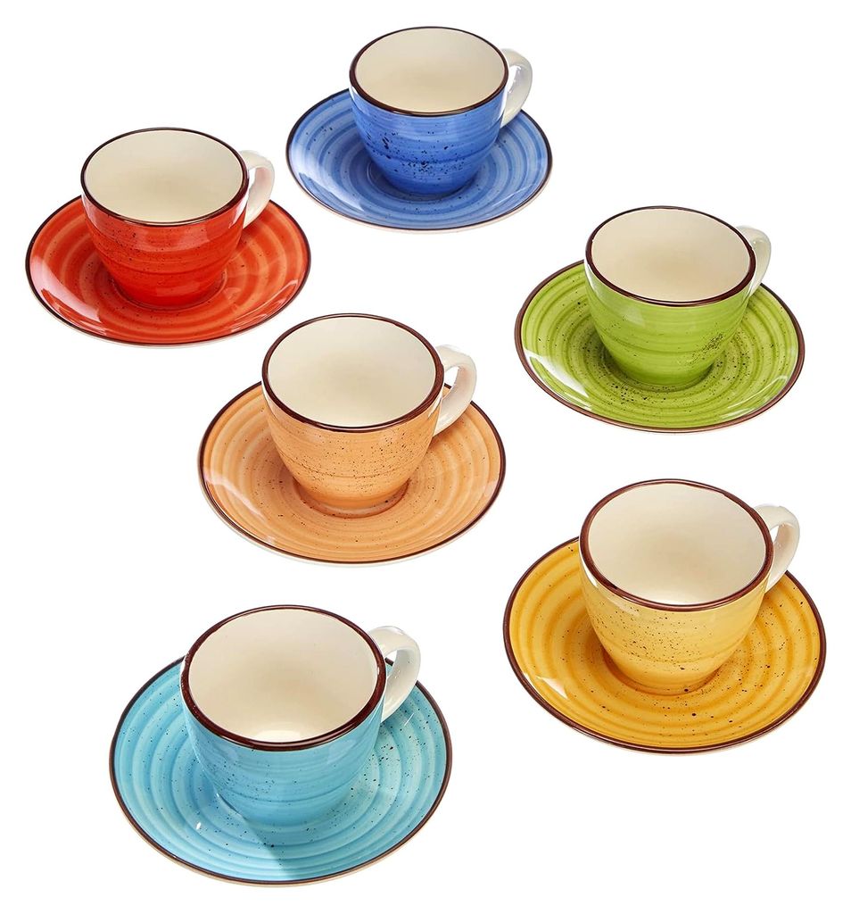 Kaffeetassen mit Untertassen, Steinzeug