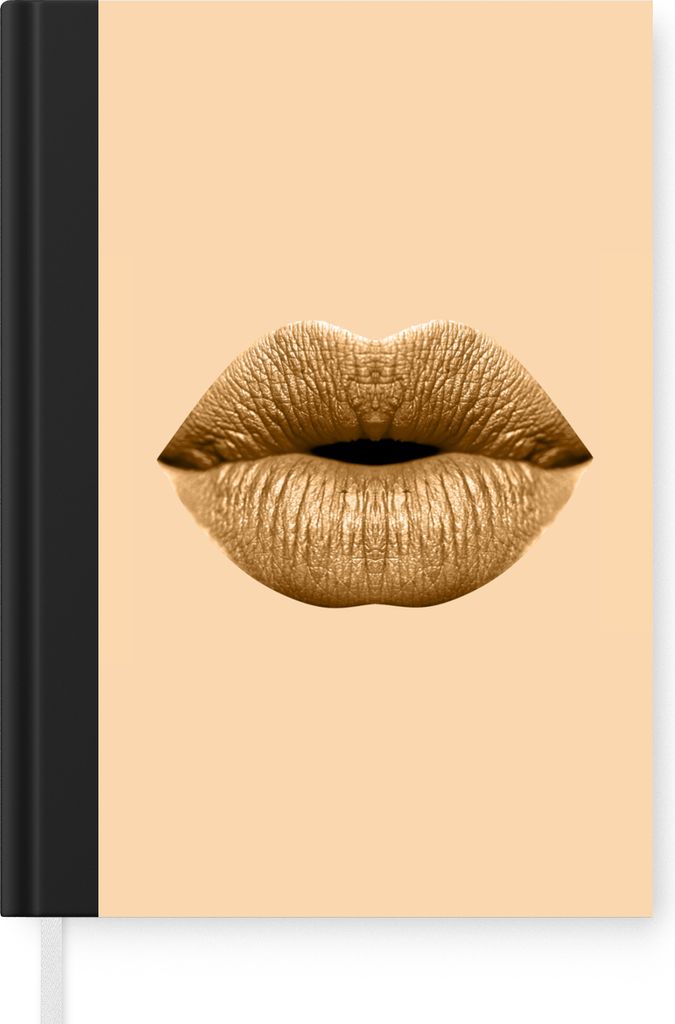 MuchoWow Notizbuch Tagebuch Haushaltsbuch Notebook A5 Lippen - Pastell - Braun - Notizblock - Notizheft - Notebook - Schreibblock - Papier