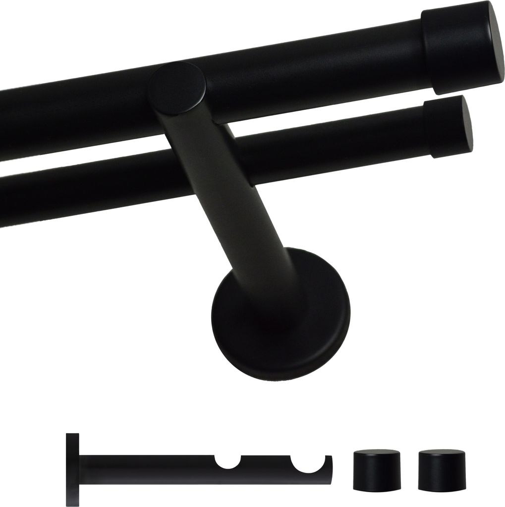 Voppi Gardinenstange Loft 2-läufig 420 cm 25+19 mm schwarz, Produktbild 