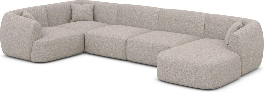 Bouclé U-Form XL Wohnlandschaft Elvira Sand Rechts