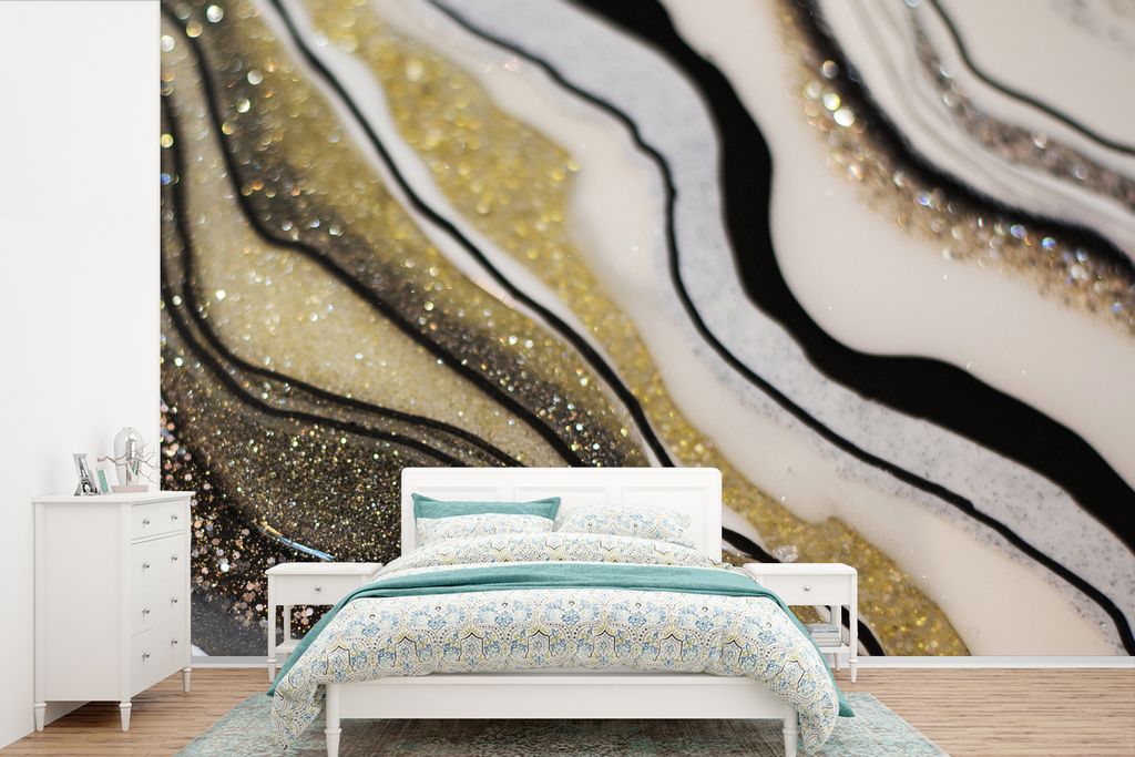 MuchoWow Fototapete für Wohnzimmer oder Schlafzimmer Wandtapete Vinyl Motivtapete Edelstein - Abstrakt - Marmor - Natur - 450x300 cm - Gemusterte