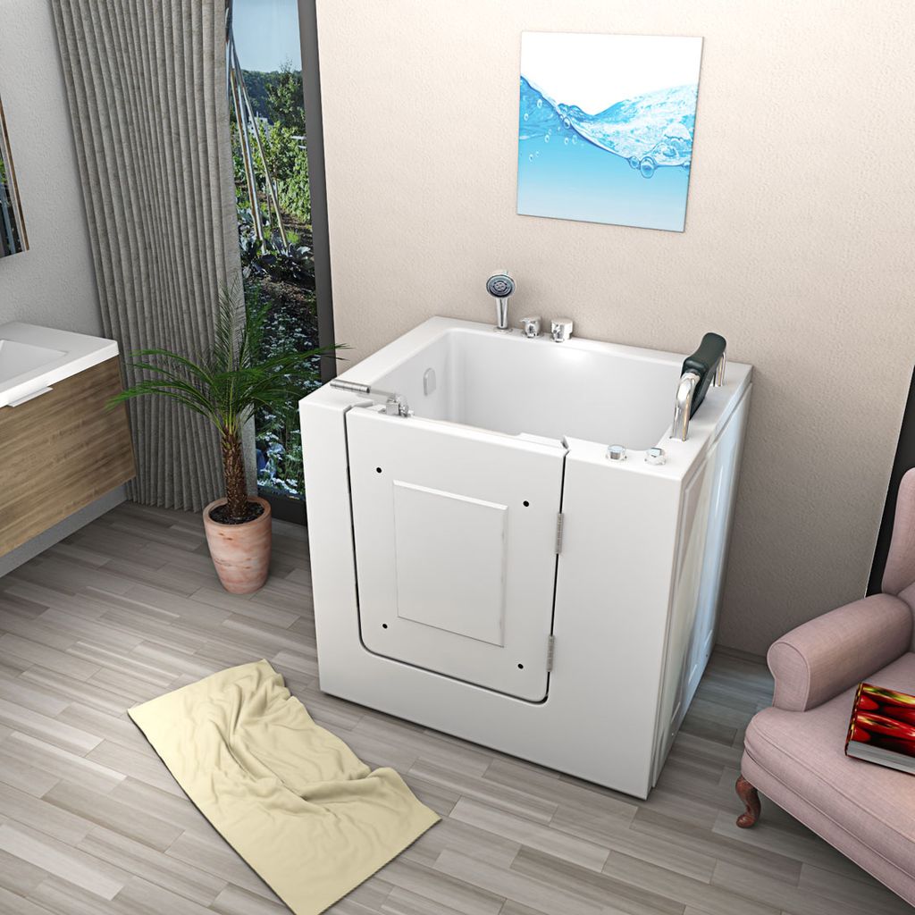 Sitzwanne Whirlpool Badewanne mit Tür S02WP-B-R 100x78cm