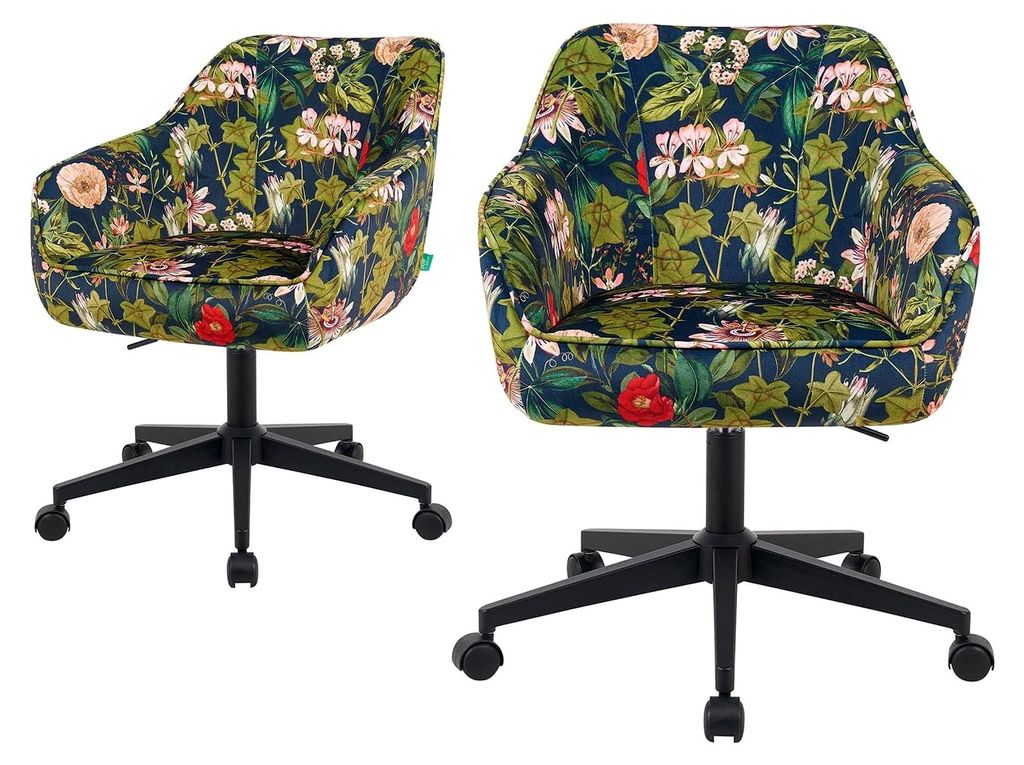 Bürostühle 2er Set, höhenverstellbar und 360° drehbar, ergonomisch gepolstert mit Taschenfederkern, Drehstuhl mit Armlehnen, Rollstuhl in Wildl...
