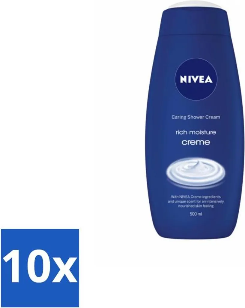 NIVEA Crema Doccia 500ml Set 10 Pezzi - Scorta Idratazione per Tutta la Famiglia