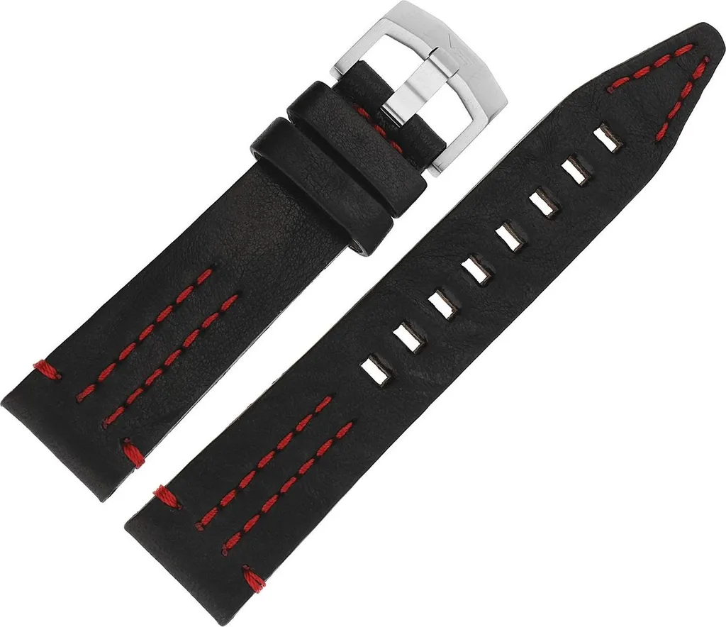 Ceinture Homme en Cuir Noir avec Détails Rouge Brillant Rocket N1