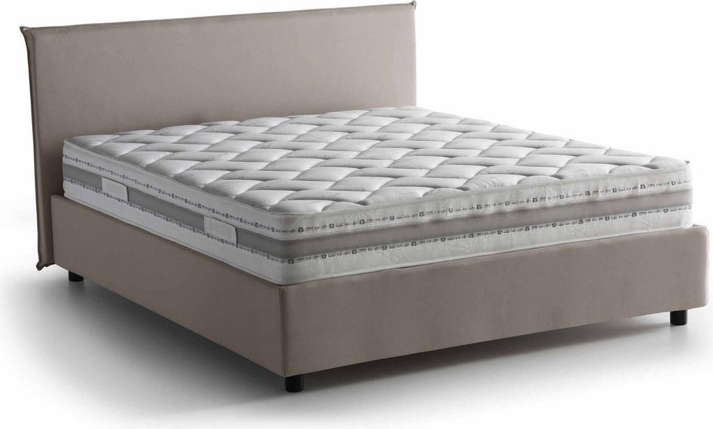 Doppelbett Bernadette, Containerbett mit Stoffbespannung, 100% Italy, Frontöffnung, mit Matratze Cm 140x200 enthalten, Turteltaube