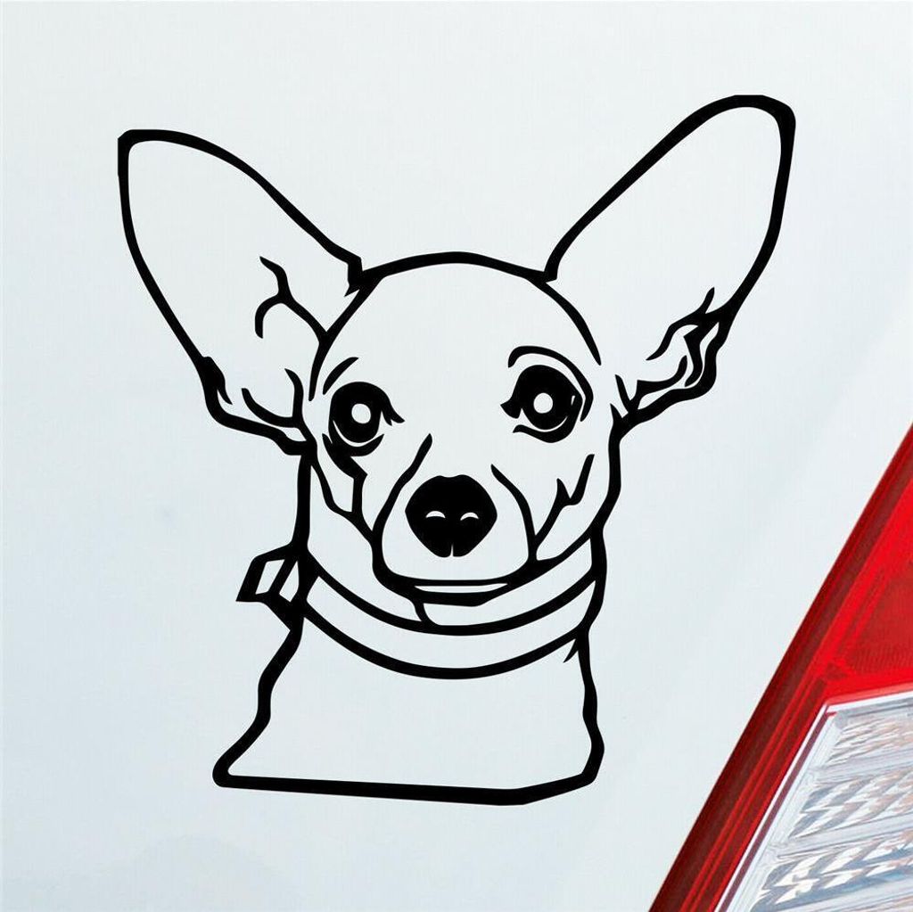 Auto Aufkleber Chihuahua Hund Dog Animal Tier Car 10x10 cm Schwarz Matt Sticker Heckscheibenaufkleber