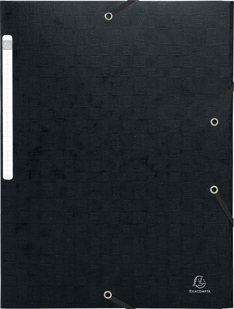 Exacompta 50x Sammelmappe + Gummizug 3 Klappen Karton 425g/qm A4 Schwarz 55751E
