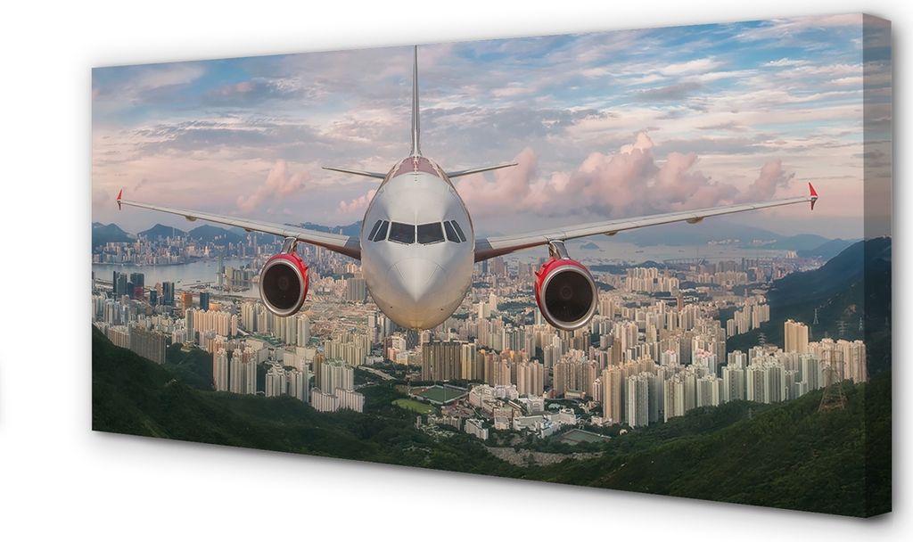 Leinwandbild 100x50 Wandkunst City nach oben Flugzeug