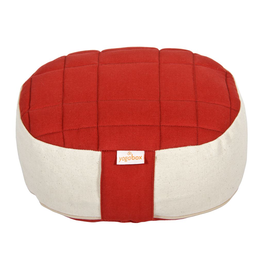 yogabox Yogilino Reise Meditationskissen mini oval Premium - bordeaux / natur 26 x 21 x 9 cm Buchweizenschalen