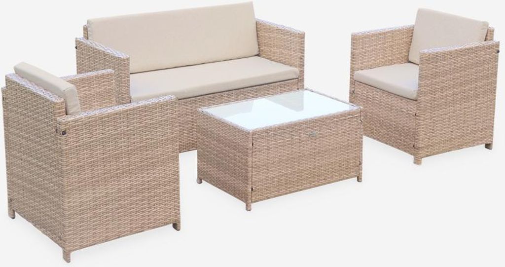 sweeek - Gartengarnitur aus Polyrattan - Perugia - 4 Sitze - Natur