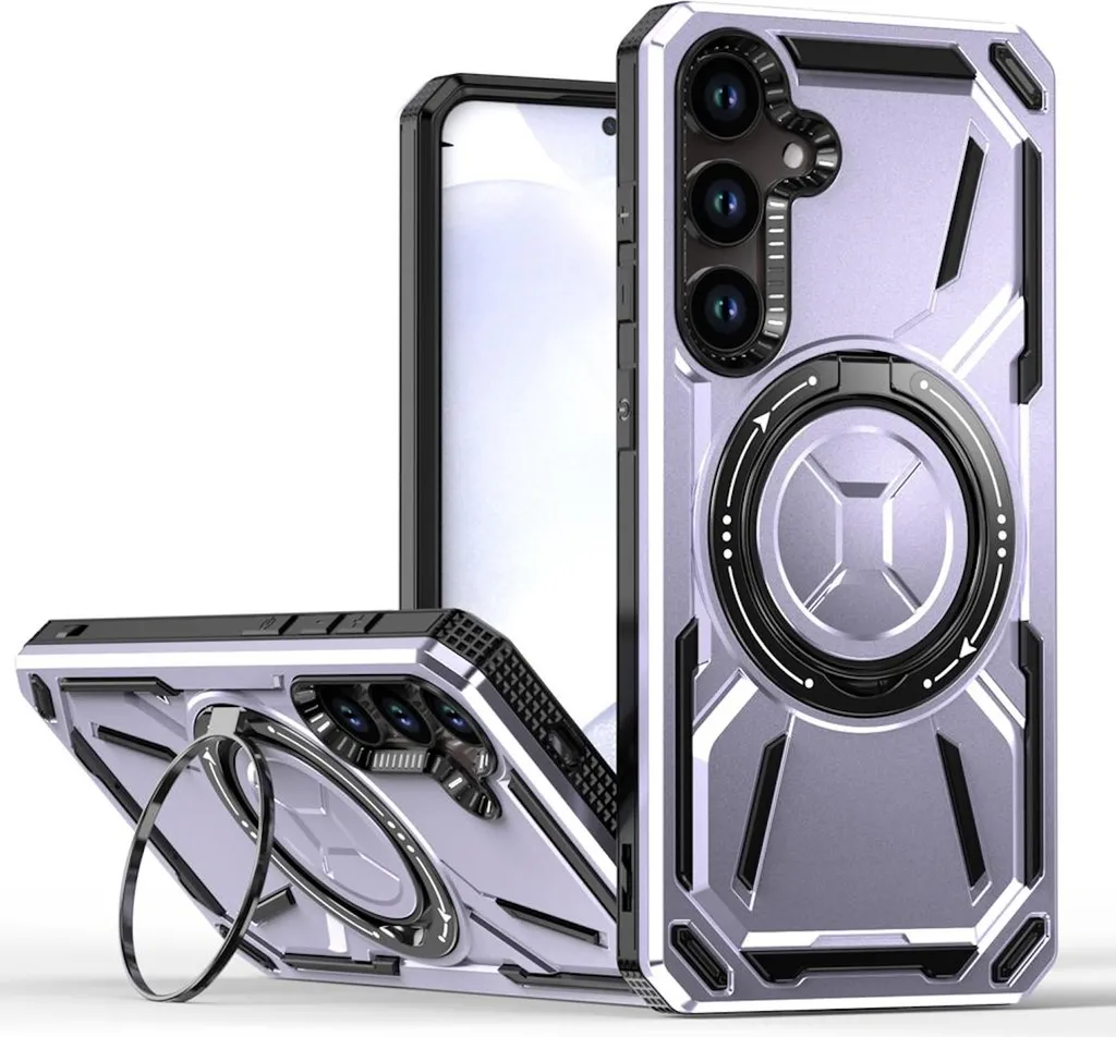 Per Samsung Galaxy S25 Plus 5G Armor II Series MagSafe Magnet Ring Custodia protettiva viola