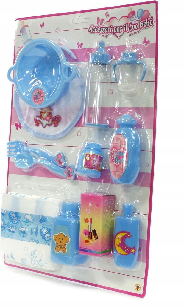 Puppenzubehör Set für Babypuppen - Großes Pflegeset Spielzeug - Zubehör für Puppen Blau & Rosa