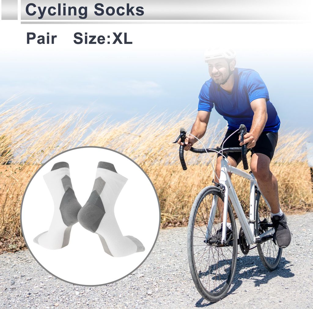 Radfahrersocken Schwei?absorbierend Outdoor Fahrradsocken Wei? Grau Gr??e XL Neutral Und Universal 1 Paar Farbabstimmung
